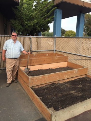 Chip Koehler (SNCCF) with Raised planting bed for Special Need children