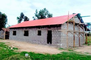 Red roof placed on building