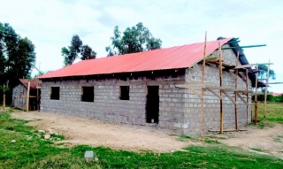 Red roof placed on building