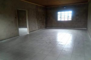 Interior of building with flooring installed