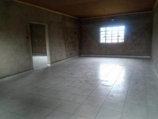 Interior of building with flooring installed